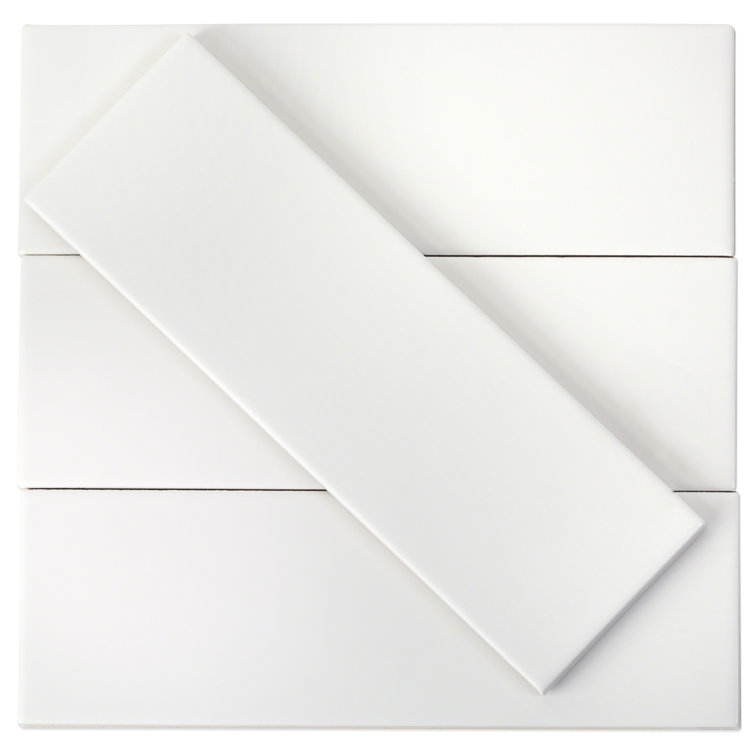 Harrow White Matte Ceramic 3" x 9" Subway Wall Tile