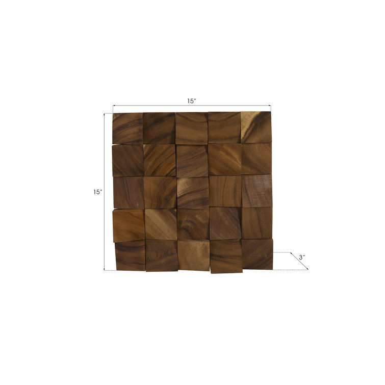 Chamcha Wood Mosaic Wall Art in Natural Brown