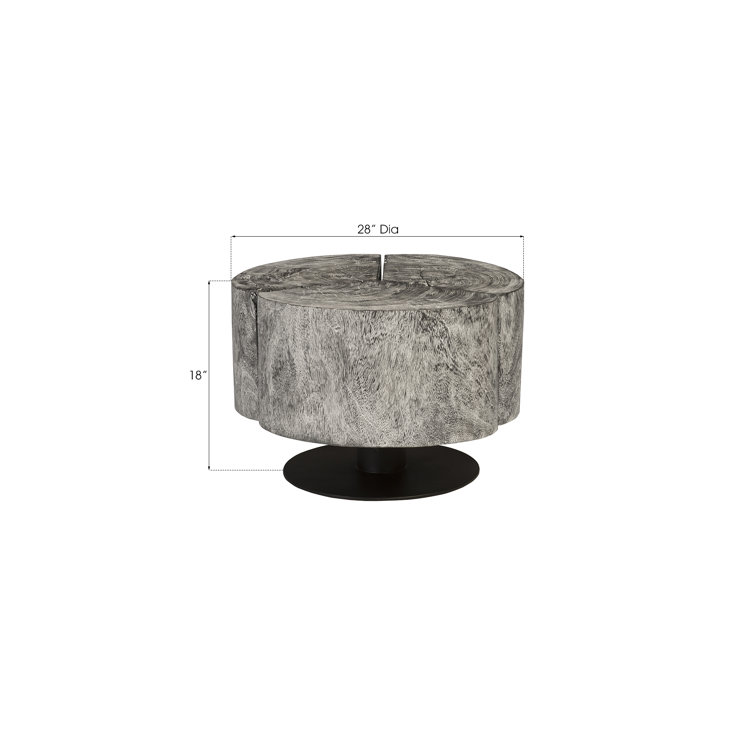 Clover Gray Chamcha Wood Round Coffee Table with Metal Base