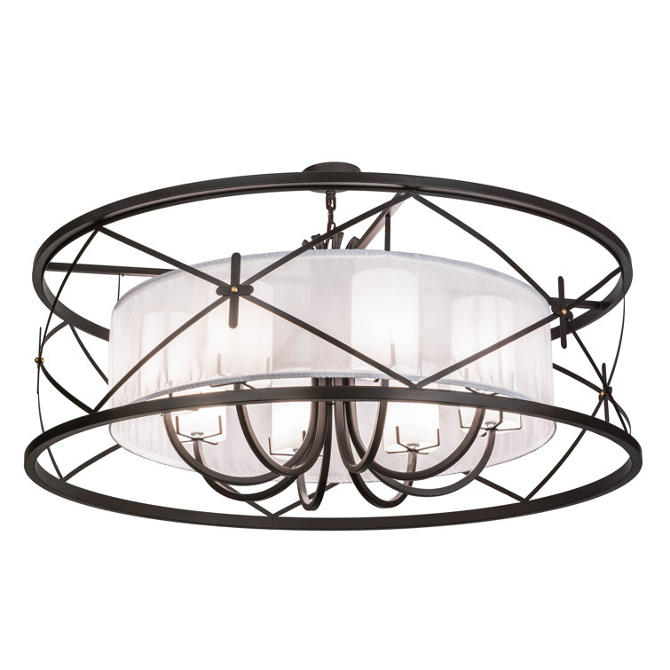 Penelope 8-Light Bronze Drum Chandelier with Glass Shades