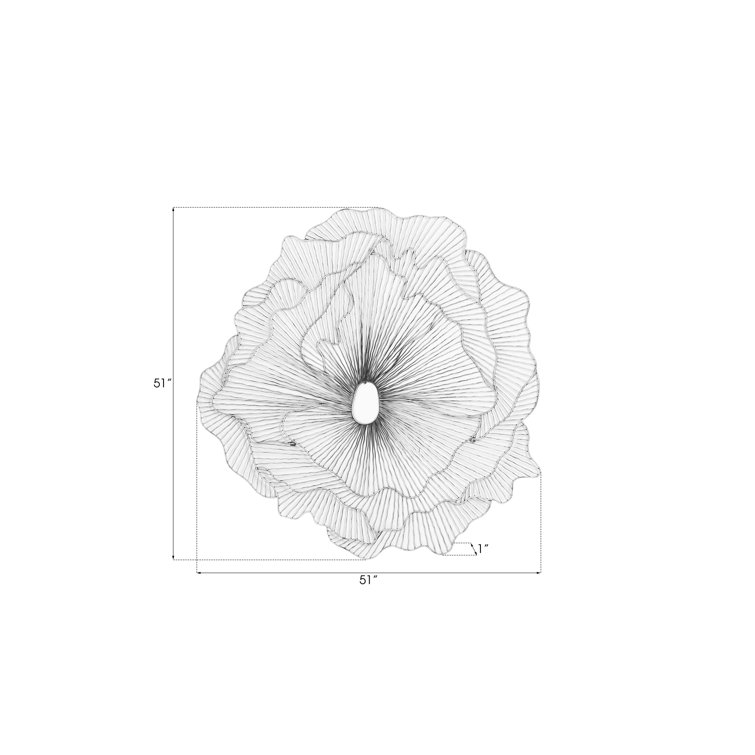 Large Black and Silver Metal Flower Wall Sculpture