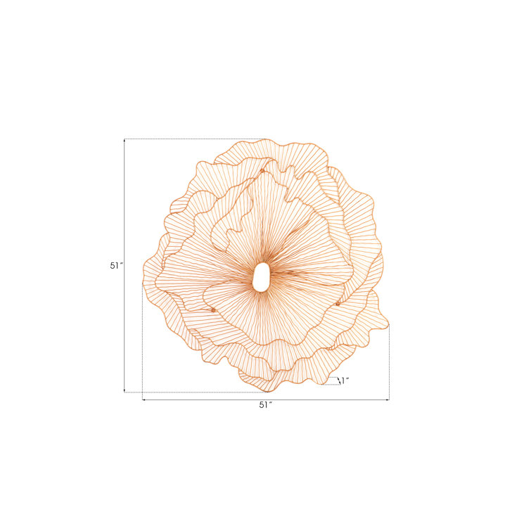 Large Copper Contemporary Flower Wall Art Sculpture
