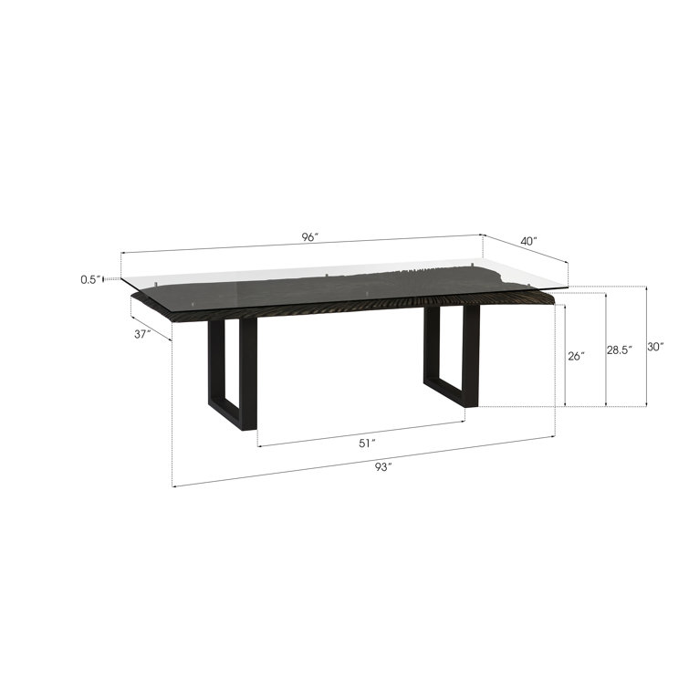 Reclaimed Wood and Glass Rectangular Dining Table