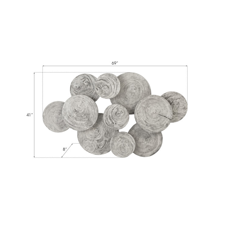 Gray Mango Wood Asymmetrical Wall Art Decor