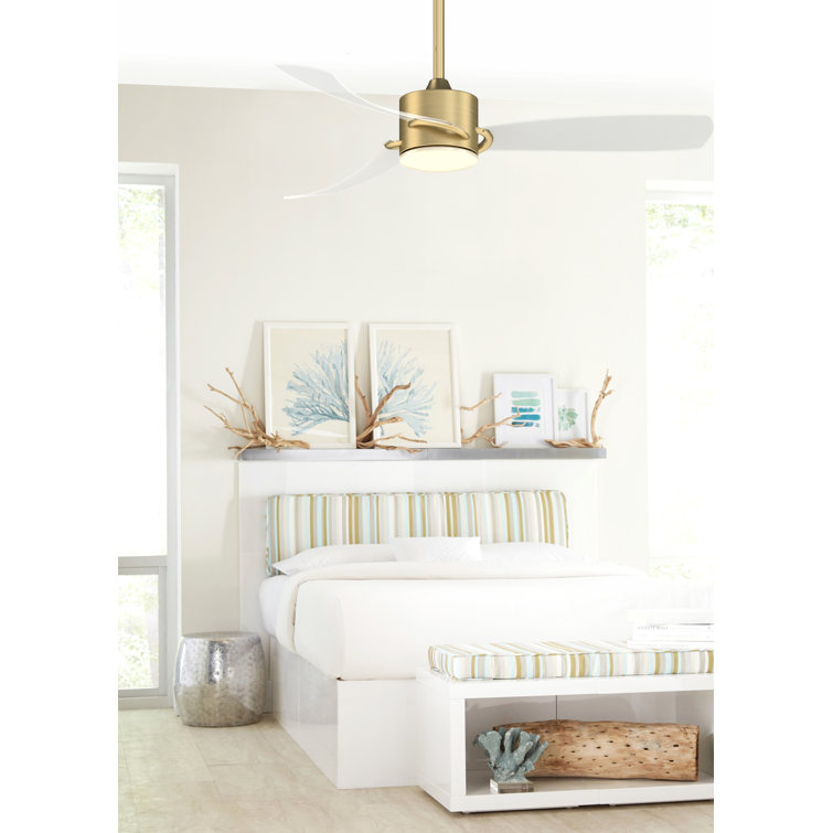 SculptAire 52" Brushed Satin Brass Ceiling Fan with Opal Frosted Light