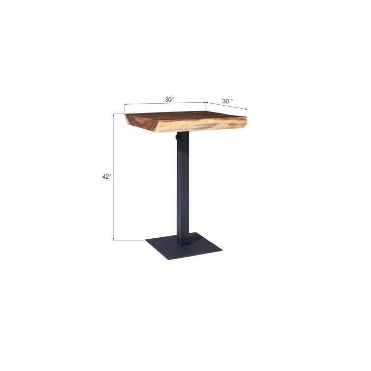 Contemporary Mid-Century Modern Square Bar Table in Natural Wood