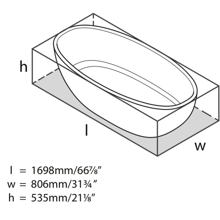 Barcelona 67" Matte White Volcanic Limestone Freestanding Soaking Bathtub