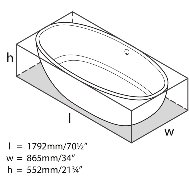Barcelona 71" x 34" Freestanding Soaking Bathtub With Void