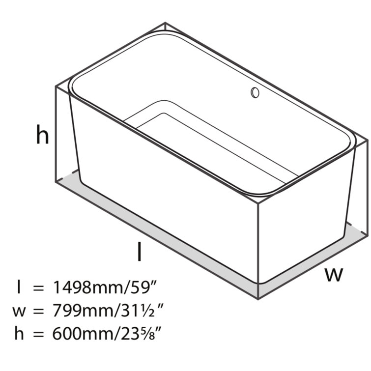 Edge 59" White Acrylic Freestanding Soaking Bathtub