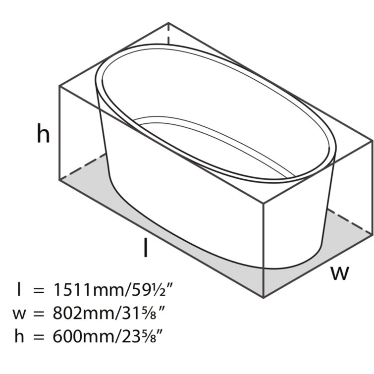 Gloss White 60" Freestanding Oval Soaking Bathtub