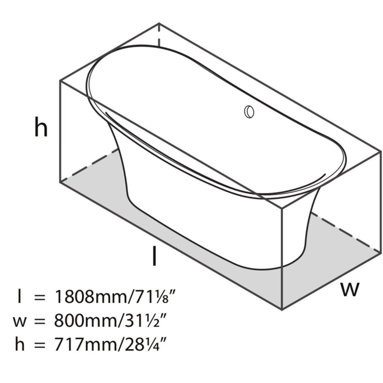 Toulouse 71" White Freestanding Oval Soaking Bathtub