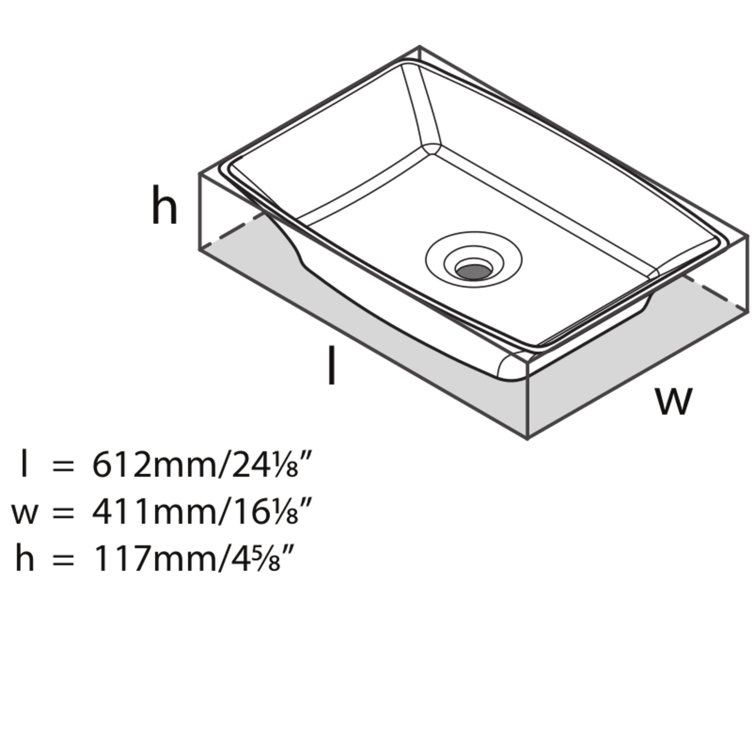 Ravello 24" White Stone Rectangular Vessel Sink