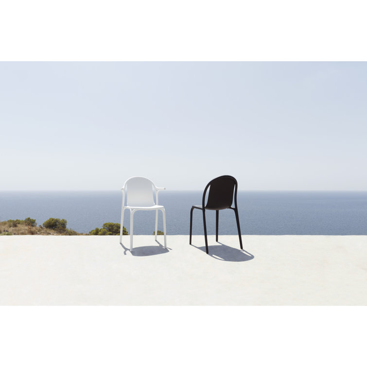 Brooklyn White Plastic Outdoor Stacking Dining Armchair