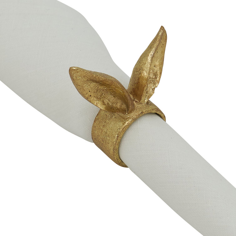 Golden Bunny Ears Resin Table Napkin Rings, Set of 4