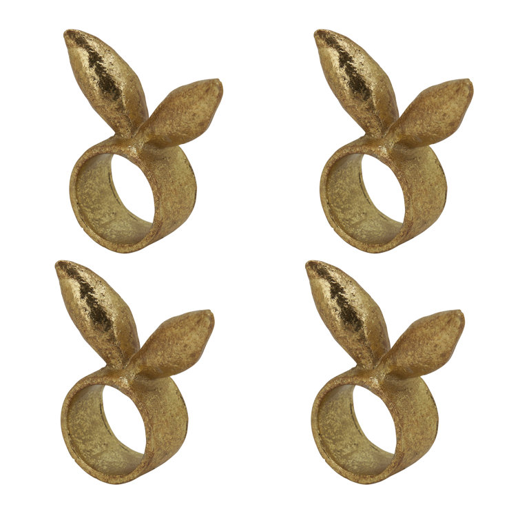 Golden Bunny Ears Resin Table Napkin Rings, Set of 4