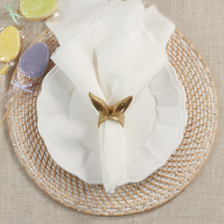Golden Bunny Ears Resin Table Napkin Rings, Set of 4