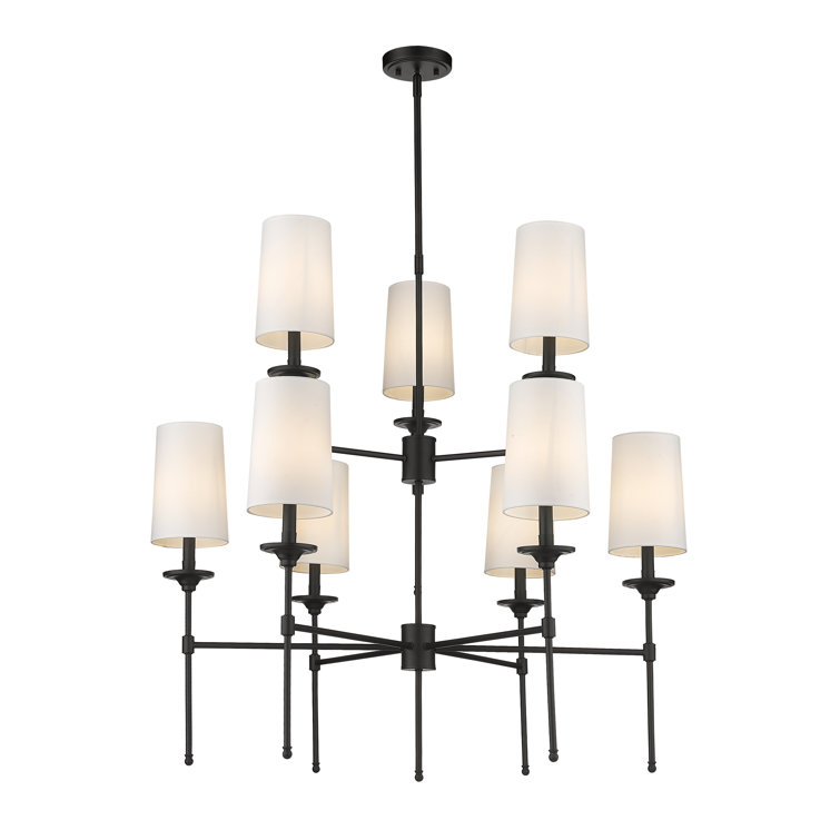 Emily Matte Black 9-Light Transitional Tiered Chandelier