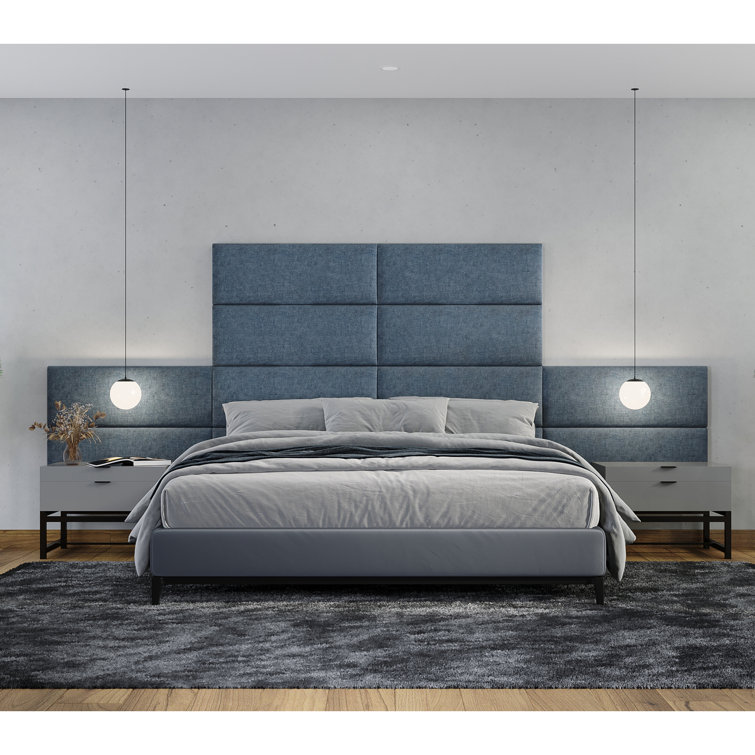 Cypress Green Microvelvet Queen Upholstered Wall Mounted Headboard Panels