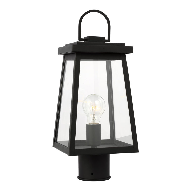 Black Outdoor Post Lantern with Clear Glass Panels