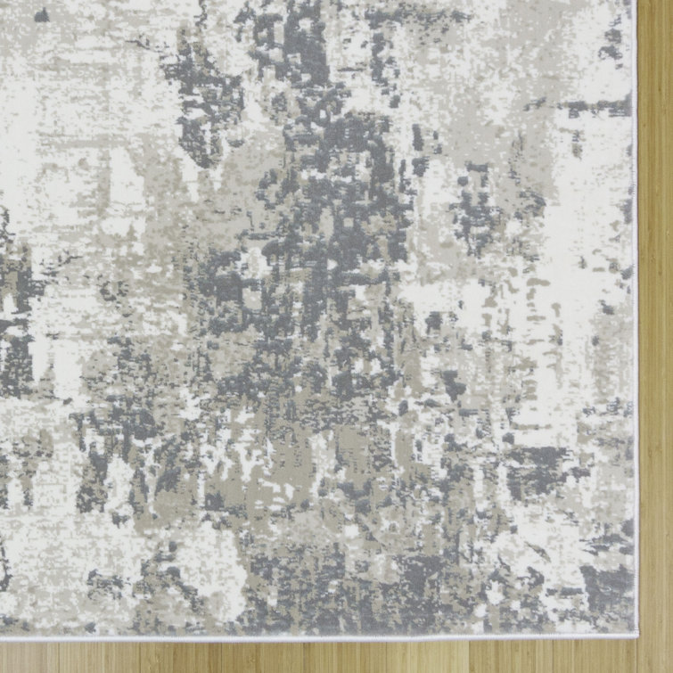 Gray and Beige Abstract Tufted Reversible 5' x 7' Rug