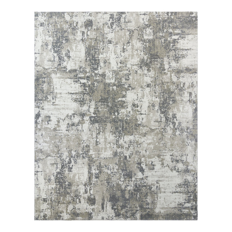 Gray and Beige Abstract Tufted Reversible 5' x 7' Rug