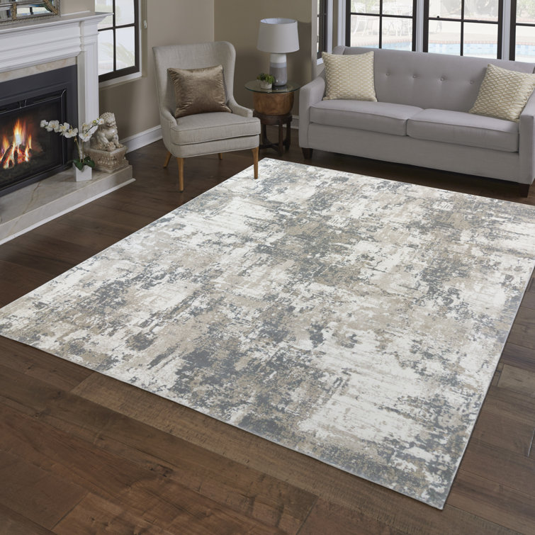 Gray and Beige Abstract Tufted Reversible 5' x 7' Rug