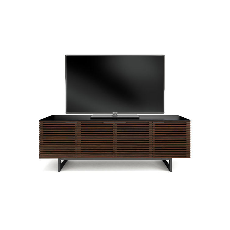 Chocolate Stained Walnut 79" Media Console with Glass Top