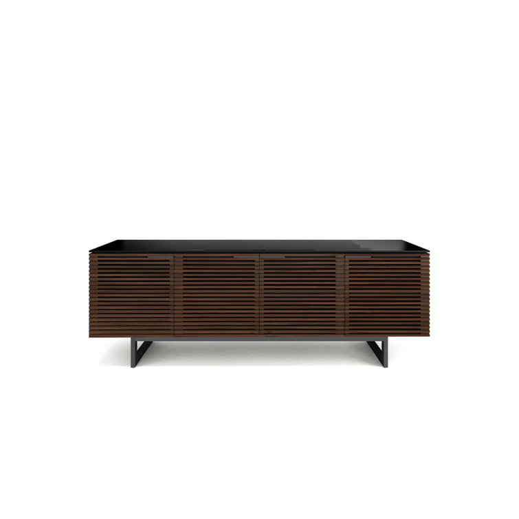 Chocolate Stained Walnut 79" Media Console with Glass Top