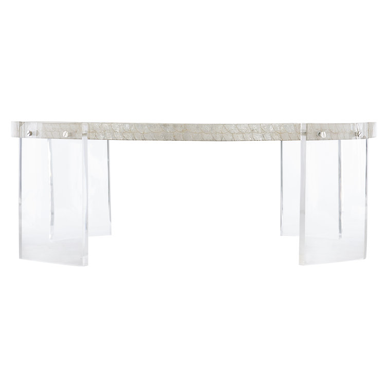 Transitional Off-White Round Acrylic Coffee Table with Storage