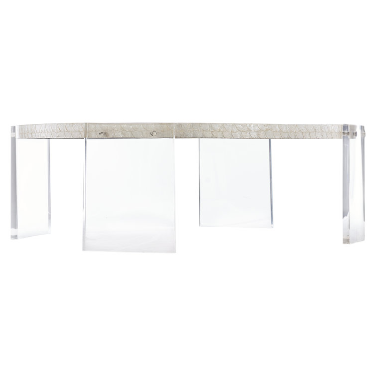 Transitional Off-White Round Acrylic Coffee Table with Storage
