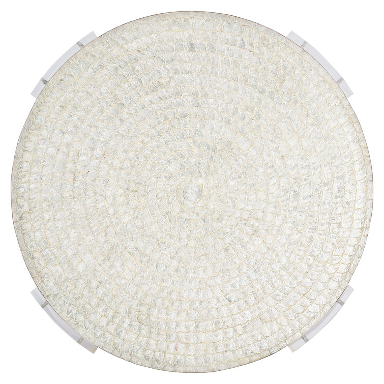 Transitional Off-White Round Acrylic Coffee Table with Storage