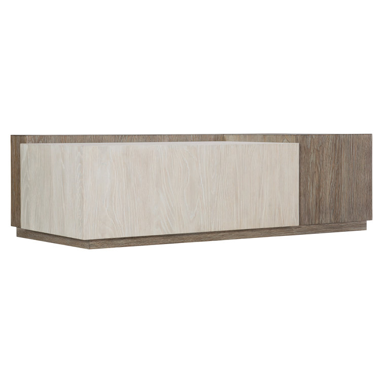 Ellis Transitional Rectangular Coffee Table in Brown with Silver Metal Band