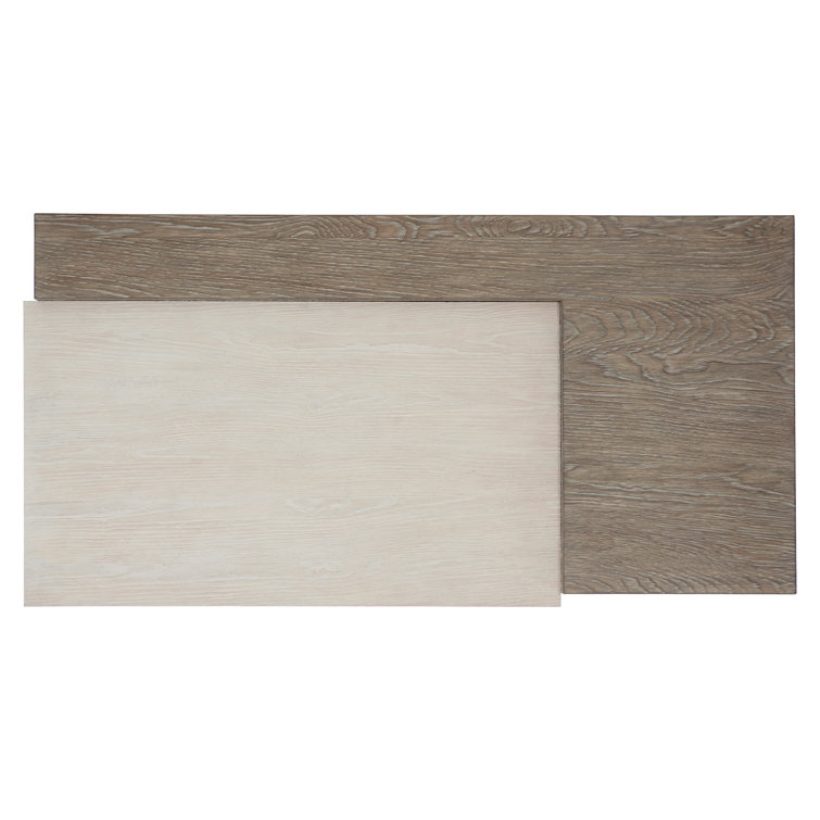 Ellis Transitional Rectangular Coffee Table in Brown with Silver Metal Band