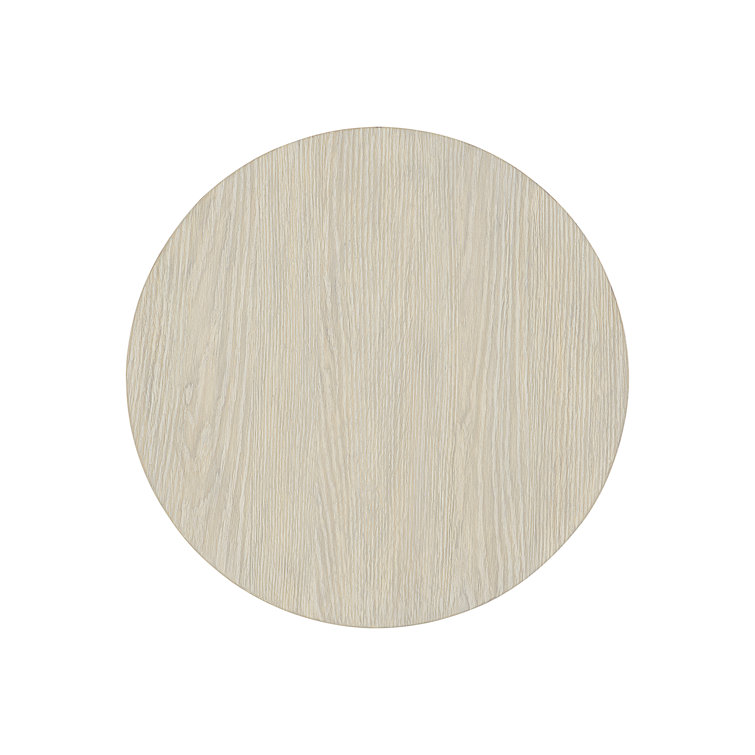 Transitional Cream Round Wood & Metal Side Table, 26"