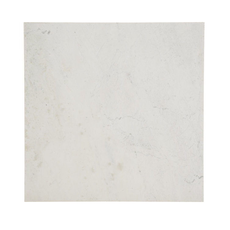 Transitional Banswara Marble Square Coffee Table with Casters