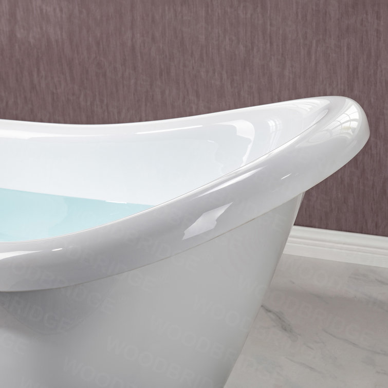 White Acrylic Slipper Clawfoot Bathtub with Matte Black Trim