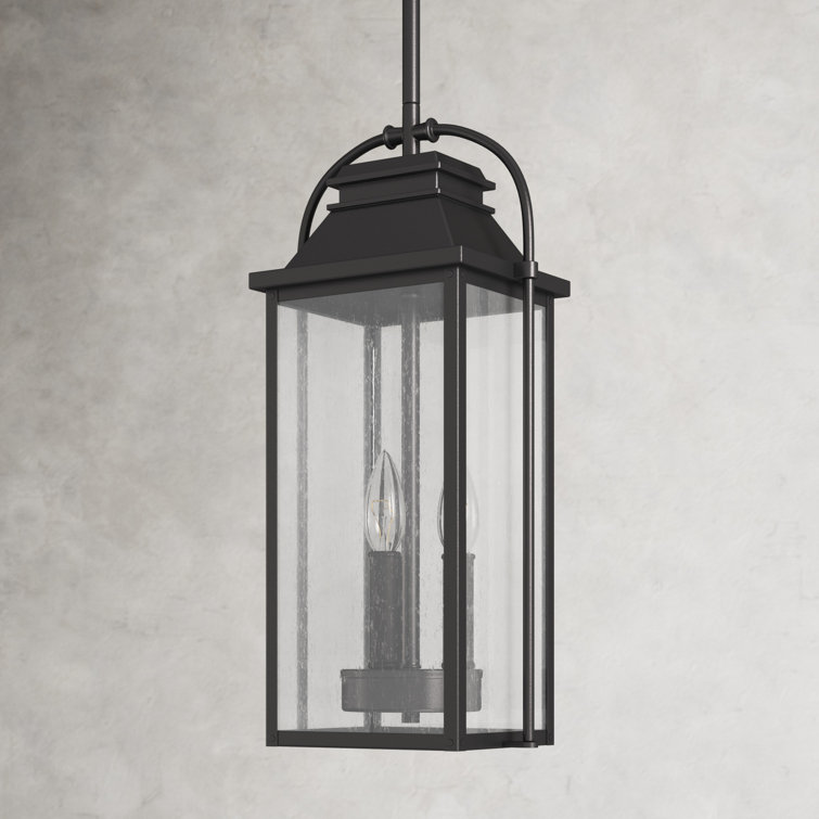 Antique Bronze Rectangular Glass Outdoor Hanging Lantern