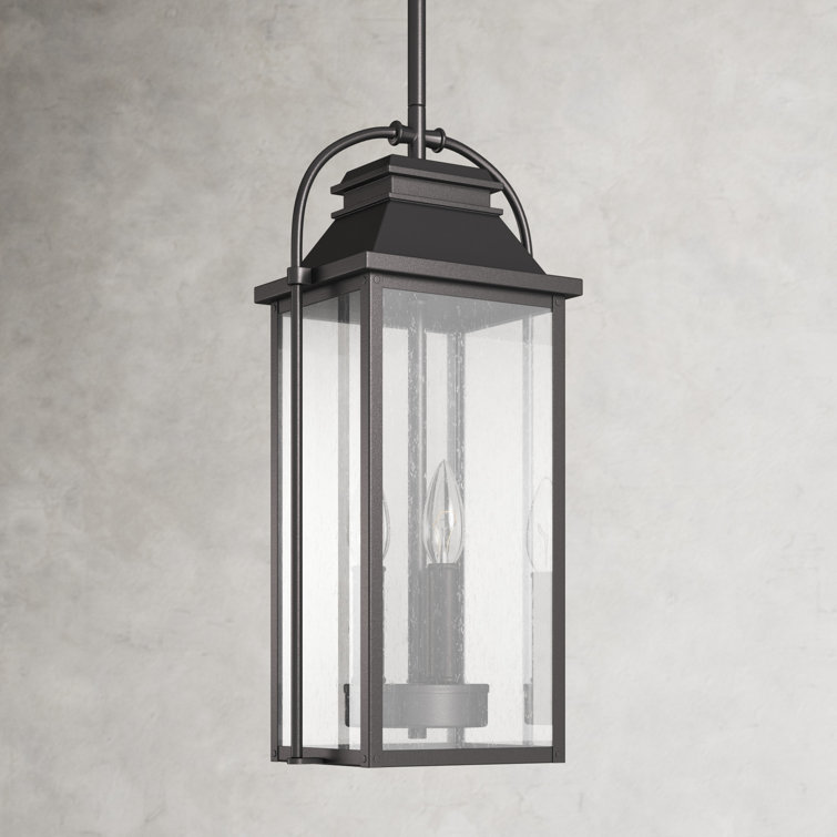Antique Bronze Rectangular Glass Outdoor Hanging Lantern