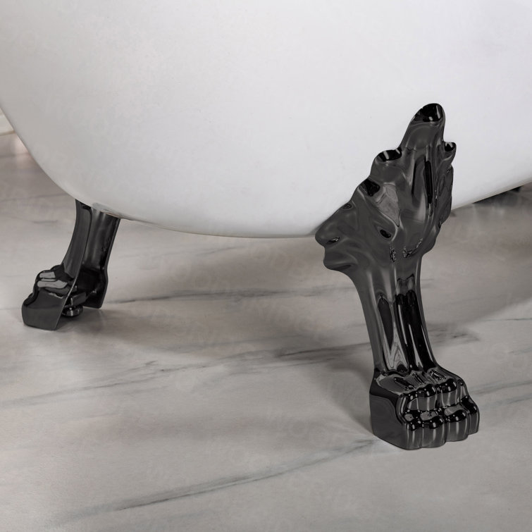 White Acrylic Slipper Clawfoot Bathtub with Matte Black Trim