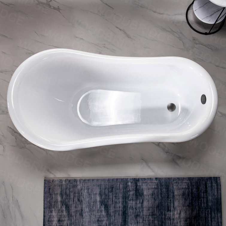 59" White Acrylic Clawfoot Slipper Bathtub with Oil Rubbed Bronze Feet