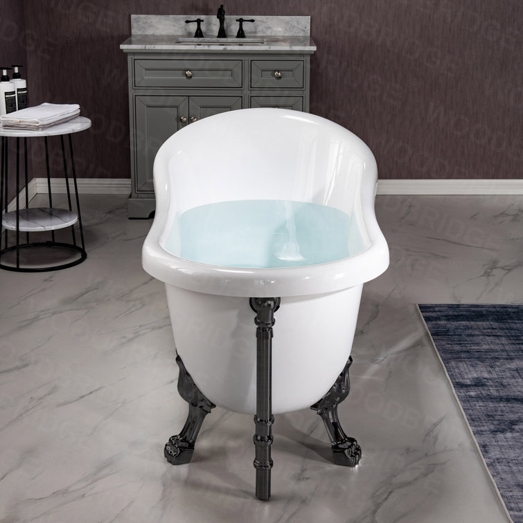 59" White Acrylic Clawfoot Slipper Bathtub with Oil Rubbed Bronze Feet