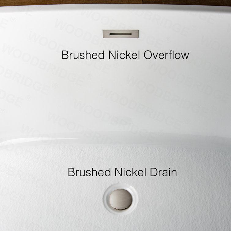 Echo 59'' White Acrylic Freestanding Soaking Bathtub with Brushed Nickel Trim