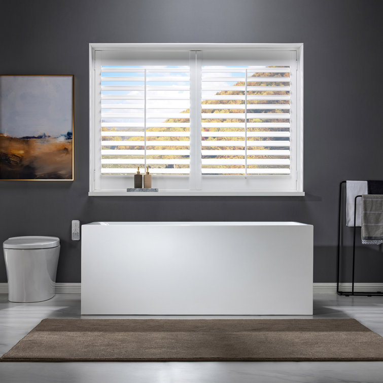 59'' White Acrylic Freestanding Rectangular Soaking Bathtub