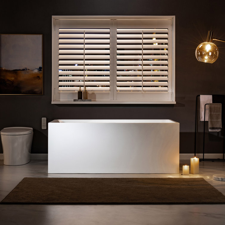 59'' White Acrylic Freestanding Rectangular Soaking Bathtub