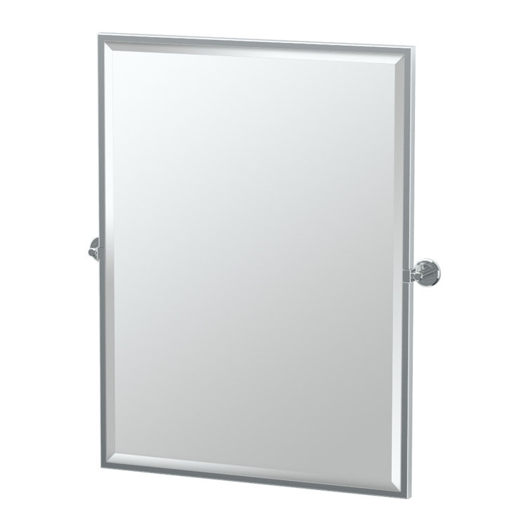 Chrome Framed Rectangular Beveled Bathroom Vanity Mirror