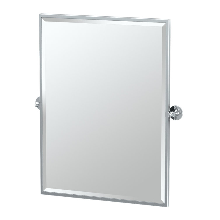 Modern Brass Chrome-Finished Rectangular Bathroom Vanity Mirror