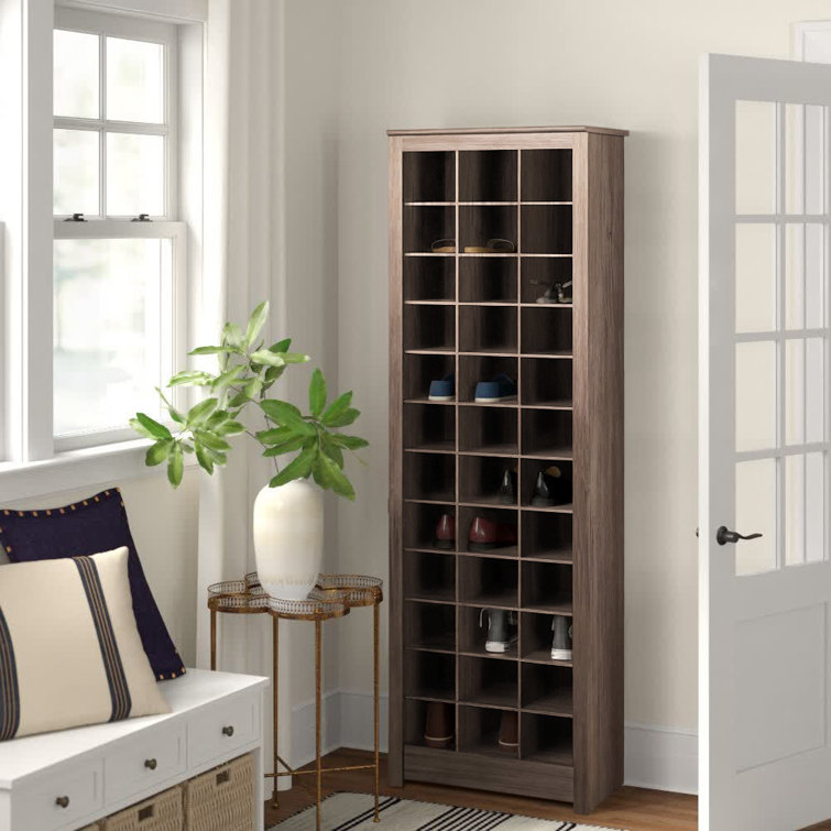 Drifted Gray 36-Pair Stackable Wood Shoe Rack