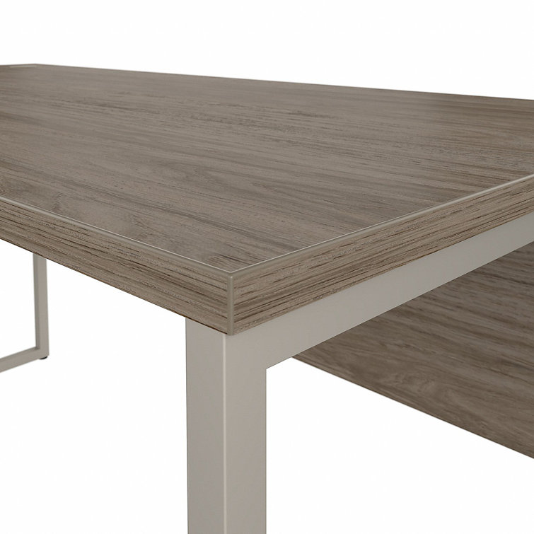 Storm Gray Contemporary Corner Home Office Desk with Drawer