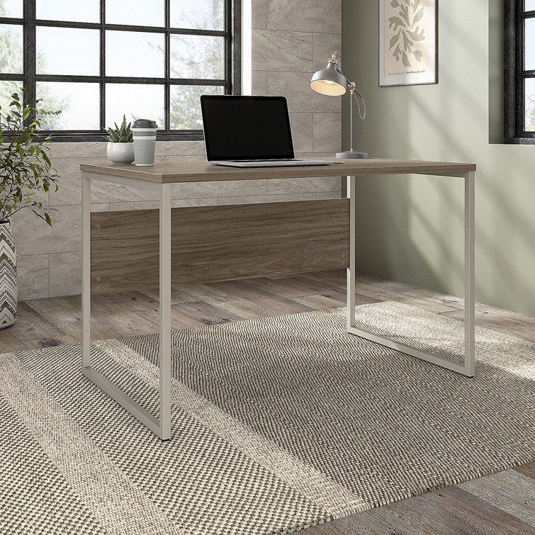 Contemporary Modern Hickory 48" Computer Desk with Silver Metal Legs