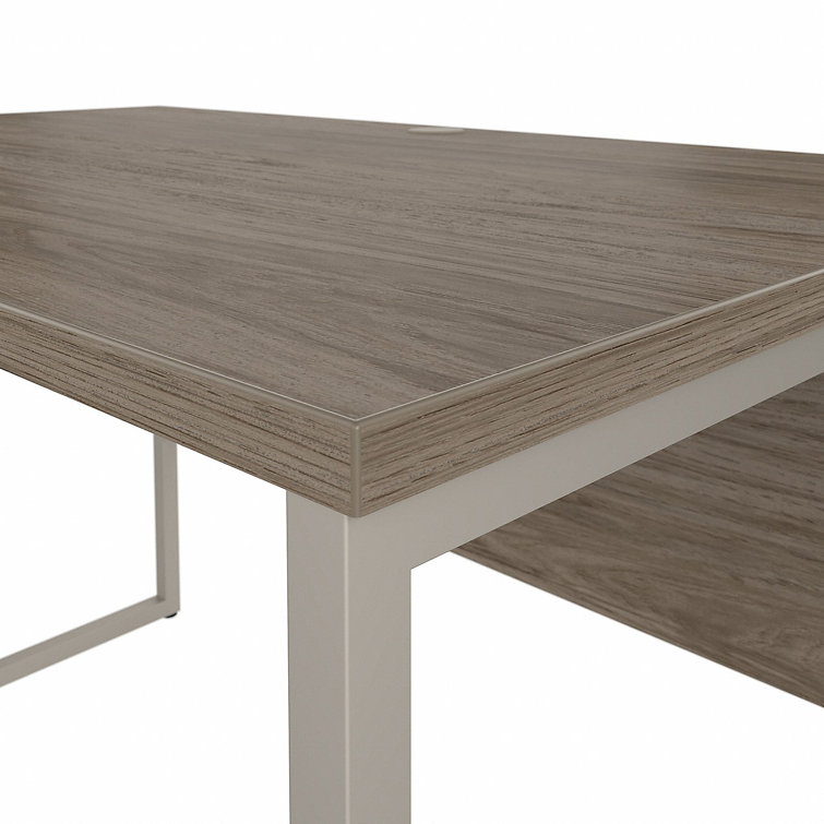 Contemporary Modern Hickory 48" Computer Desk with Silver Metal Legs